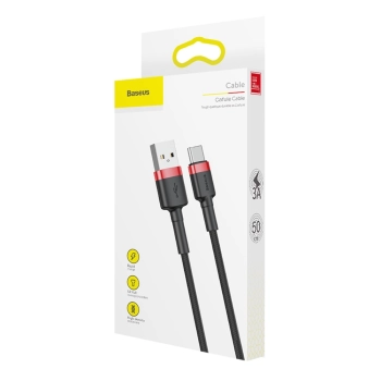  Wytrzymały nylonowy kabel przewód USB - USB-C QC3.0 3A 0.5M czarno-czerwony - zdj. dodatkowe 8