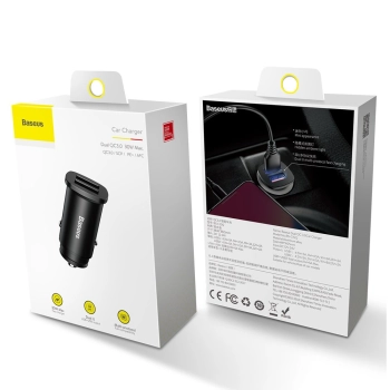  Inteligentna ładowarka samochodowa Square 2x USB QC3.0 Quick Charge 3.0 SCP AFC 30W czarny - zdj. dodatkowe 9