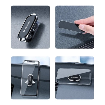  Samoprzylepny magnetyczny uchwyt samochodowy obrotowy 360 na deskę rozdzielczą srebrny - zdj. dodatkowe 4