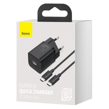  Szybka ładowarka sieciowa Super Si QC PD 25W 3A + kabel USB-C 1m czarny - zdj. dodatkowe 4