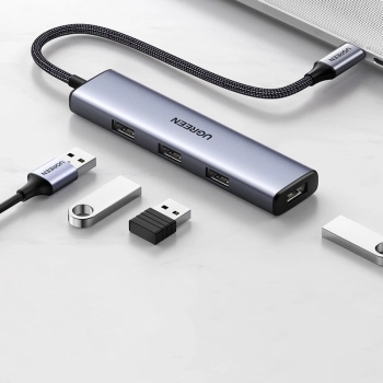  Rozdzielacz rozgałęźnik HUB USB-C na 4x USB 3.2 srebrny - zdj. dodatkowe 1