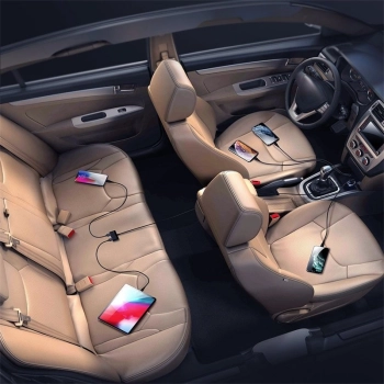  Szybka ładowarka samochodowa 5x USB 6.2A z przedłużaczem czarny - zdj. dodatkowe 1