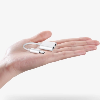  Adapter przejściówka rozdzielacz słuchawkowy iPhone Lightning - 2x Lightning biały - zdj. dodatkowe 2
