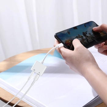  Adapter przejściówka rozdzielacz słuchawkowy iPhone Lightning - 2x Lightning biały - zdj. dodatkowe 5