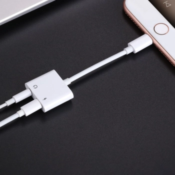  Adapter przejściówka rozdzielacz słuchawkowy iPhone Lightning - 2x Lightning biały - zdj. dodatkowe 6