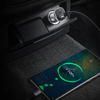  Ładowarka samochodowa USB-C USB 24W Power Delivery Quick Charge szary - zdj. dodatkowe 10