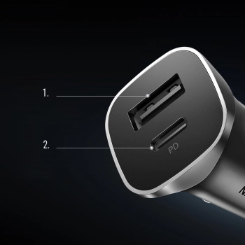  Ładowarka samochodowa USB-C USB 24W Power Delivery Quick Charge szary - zdj. dodatkowe 8