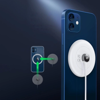  Ładowarka bezprzewodowa Qi 15W z silikonowym etui kompatybilna z MagSafe biały - zdj. dodatkowe 3