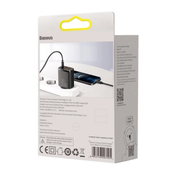 Compact szybka ładowarka sieciowa 2x USB USB-C 30W 3A PD QC czarny - zdj. dodatkowe 5