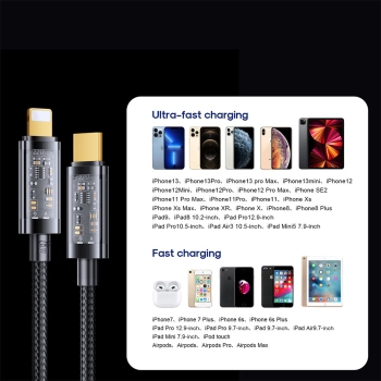  Kabel przewód w oplocie do iPhone USB-C - Lightning PD 20W 2m niebieski - zdj. dodatkowe 5