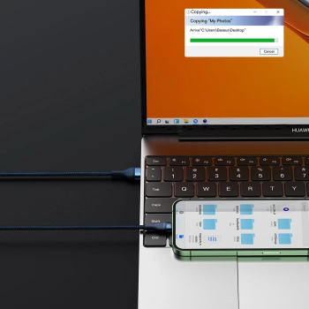  3w1 Kabel przewód do szybkiego ładowania USB-A do USB-C microUSB Lightning 66W 480Mb/s 1.2m niebieski - zdj. dodatkowe 9