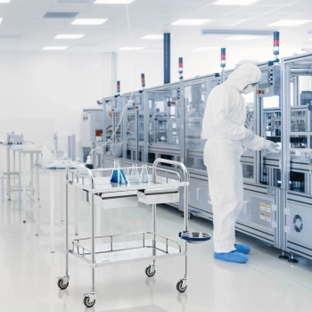  Wózek laboratoryjny zabiegowy kosmetyczny ze stali 2 półki 2 szuflady 65 x 60 x 86 cm 20 kg - zdj. dodatkowe 4