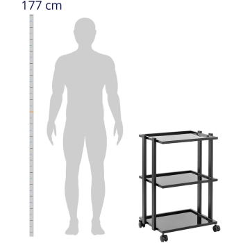  Wózek pomocnik kosmetyczny 3 szklane półki 55 x 41 x 80 cm - czarny - zdj. dodatkowe 2