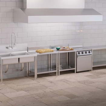  Stół blat roboczy stalowy nierdzewny przyścienny z rantem i półką 90x60cm - zdj. dodatkowe 4