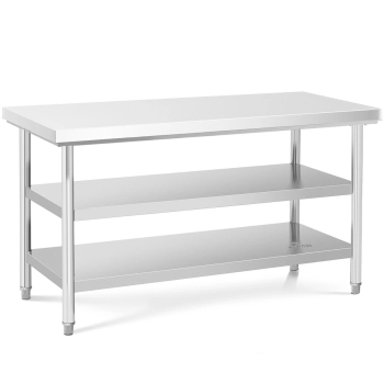  Stół blat roboczy stalowy nierdzewny z 2 półkami 150x70cm - zdj. dodatkowe 1