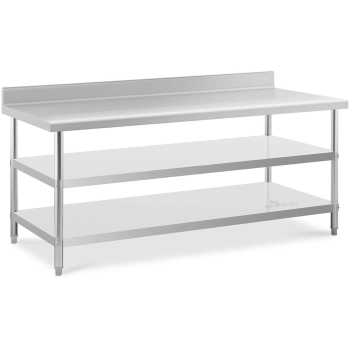  Stół blat roboczy stalowy nierdzewny przyścienny z rantem 2 półki 200x90cm - zdj. dodatkowe 1