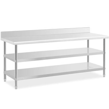  Stół blat roboczy stalowy nierdzewny przyścienny z rantem 2 półki 200x70cm - zdj. dodatkowe 1