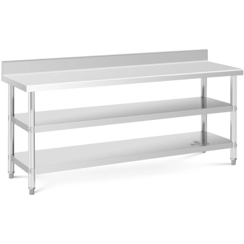  Stół blat roboczy stalowy nierdzewny przyścienny z rantem 2 półki 200x60cm - zdj. dodatkowe 1