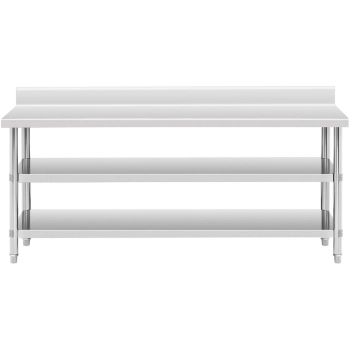  Stół blat roboczy stalowy nierdzewny przyścienny z rantem 2 półki 200x60cm - zdj. dodatkowe 4