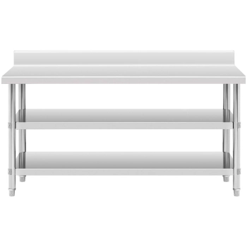  Stół blat roboczy stalowy nierdzewny przyścienny z rantem 2 półki 180x60cm - zdj. dodatkowe 4