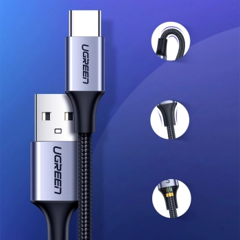  Kabel przewód w oplocie USB - USB-C Quick Charge 3.0 3A 0.5m szary - zdj. dodatkowe 4