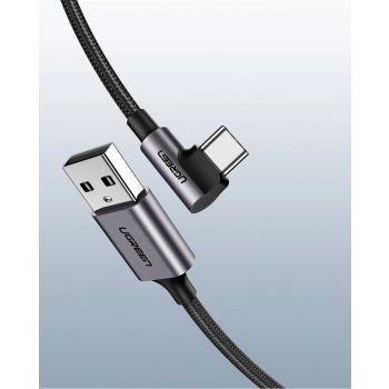  Przewód kabel kątowy boczna wtyczka USB - USB-C 1m 3A szary - zdj. dodatkowe 10
