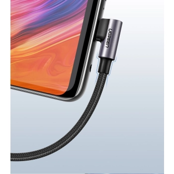  Przewód kabel kątowy boczna wtyczka USB - USB-C 1m 3A szary - zdj. dodatkowe 6