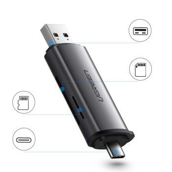  Uniwersalny czytnik kart SD micro SD na USB 3.0 i USB-C 3.0 szary - zdj. dodatkowe 6
