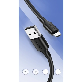  Kabel przewód USB - micro USB 2A 1m czarny - zdj. dodatkowe 3