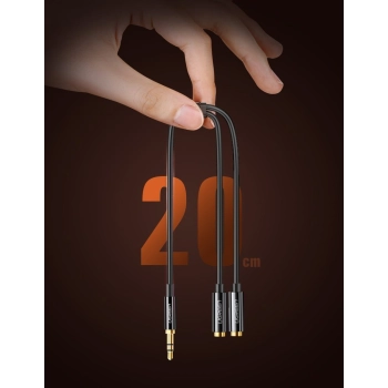  Rozdzielacz kabla słuchawkowego 2x AUX 3.5mm mini jack 25cm czarny - zdj. dodatkowe 7