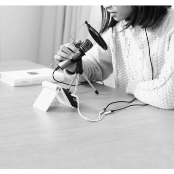  Rozdzielacz słuchawkowy 3.5mm mini jack AUX + mikrofon stereo 20cm srebrny - zdj. dodatkowe 3