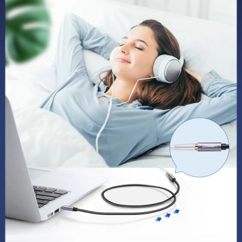  Przewód kabel przedłużacz do słuchawek AUX 3.5mm mini jack 1m srebrny - zdj. dodatkowe 2