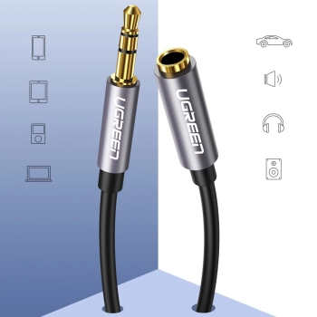  Przewód kabel przedłużacz do słuchawek AUX 3.5mm mini jack 1m srebrny - zdj. dodatkowe 3