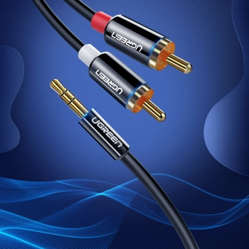  Kabel przewód audio 3.5mm mini jack - 2RCA 3m czarny - zdj. dodatkowe 1