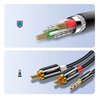  Kabel przewód audio 3.5mm mini jack - 2RCA 3m czarny - zdj. dodatkowe 3