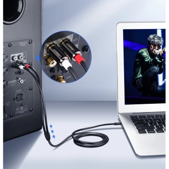  Kabel przewód audio 3.5mm mini jack - 2RCA 3m czarny - zdj. dodatkowe 5