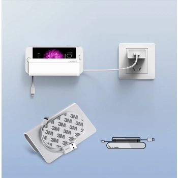  Uchwyt ścienny półka na telefon tablet smartfona do ładowania biały - zdj. dodatkowe 8