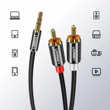  Kabel przewód audio 3.5mm mini jack - 2RCA 2m czarny - zdj. dodatkowe 9