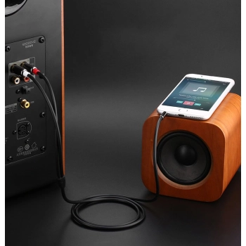  Kabel przewód audio 3.5mm mini jack - 2RCA 2m czarny - zdj. dodatkowe 1