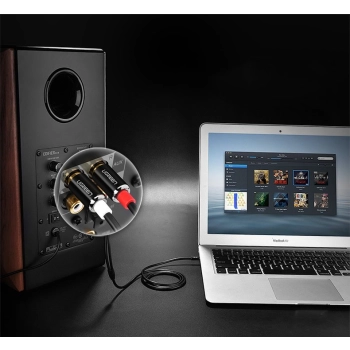  Kabel przewód audio 3.5mm mini jack - 2RCA 2m czarny - zdj. dodatkowe 3