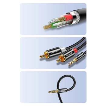  Kabel przewód audio 3.5mm mini jack - 2RCA 2m czarny - zdj. dodatkowe 8