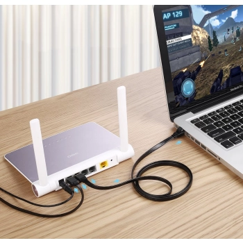  Płaski patchcord kabel przewód sieciowy LAN STP RJ45 Cat 7 10Gbps 10m czarny - zdj. dodatkowe 8