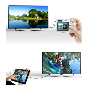  Przejściówka adapter kabel HDMI żeński - mini HDMI męski 4K 60Hz HEC ARC 22cm czarny - zdj. dodatkowe 7