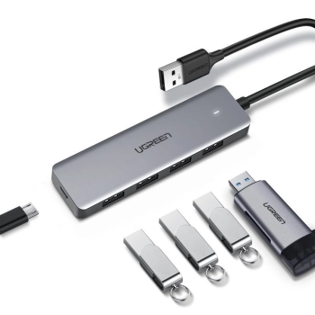  HUB Rozdzielacz portów USB - 4x USB 3.2 z portem zasilania micro USB szary - zdj. dodatkowe 2