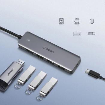  HUB Rozdzielacz portów USB - 4x USB 3.2 z portem zasilania micro USB szary - zdj. dodatkowe 7