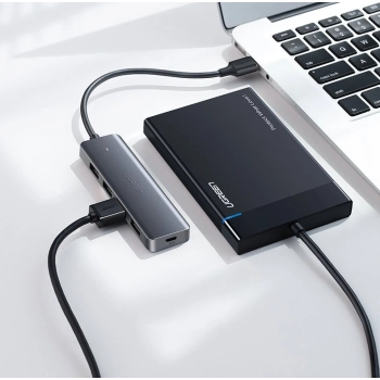  HUB Rozdzielacz USB-C - 4x USB 3.2 z portem zasilania USB-C szary - zdj. dodatkowe 5
