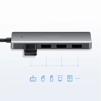 HUB Rozdzielacz USB-C - 4x USB 3.2 z portem zasilania USB-C szary - zdj. dodatkowe 6