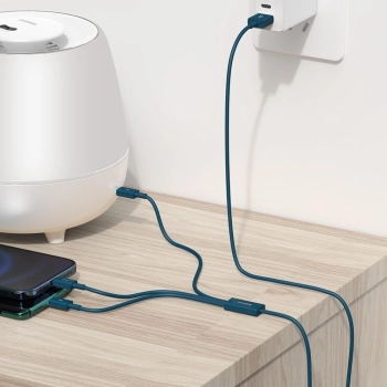  3w1 kabel przewód uniwersalny USB - Lightning / USB-C / micro USB 3.5A 1.5m niebieski - zdj. dodatkowe 8