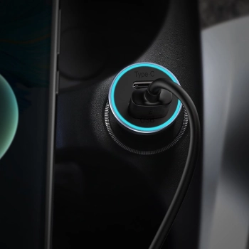  Szybka ładowarka samochodowa USB-C USB 40W PD QC SCP FCP AFC + kabel USB-C - Lightning szary - zdj. dodatkowe 10