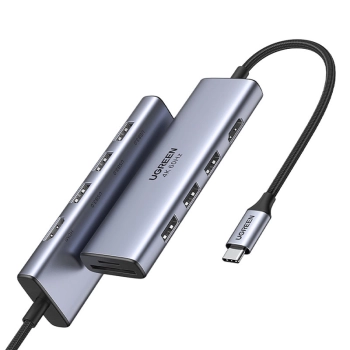  6w1 wielofunkcyjny HUB USB-C - 3x USB HDMI 4K czytnik kart SD i TF szary - zdj. dodatkowe 1
